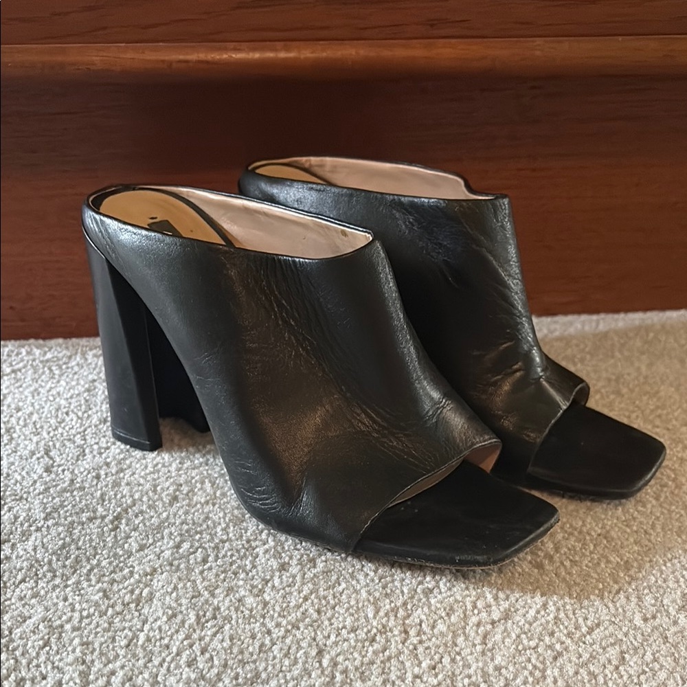 Elegant Black Leather Mules
